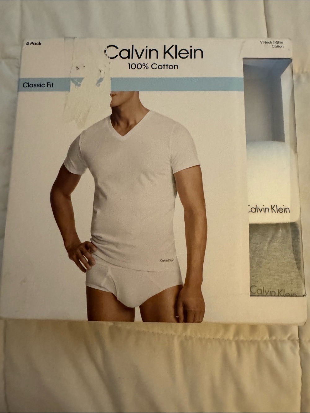 Calvin Klein Men’s Classic Fit V Neck T-Shirts (2) Medium NIB